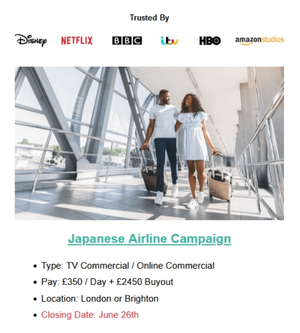 Japanese Airline Campaign casting