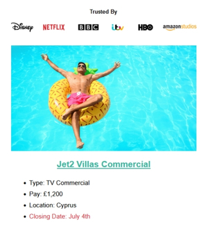 Jet2 Villas Commercial casting